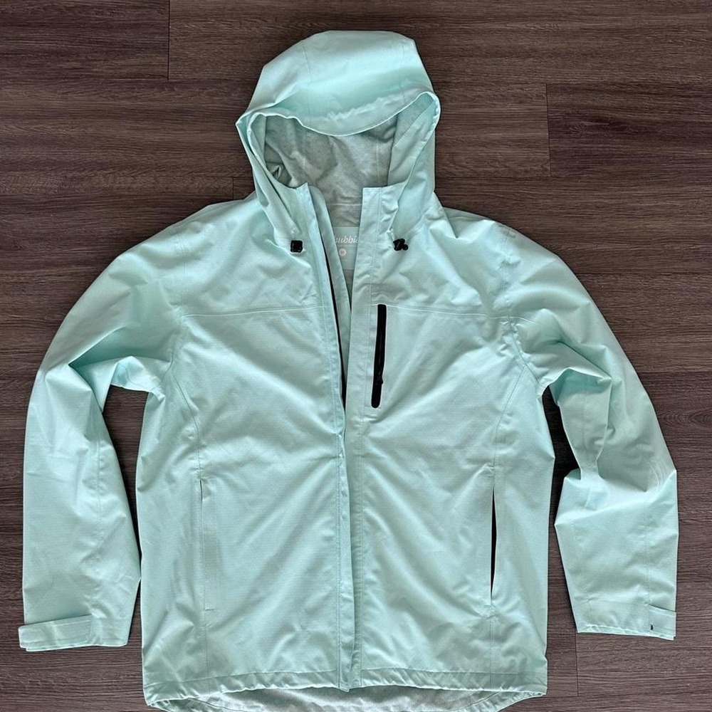 Chubbies Men's Mint Green Waterproof Hooded Rain Jacket Size Medium